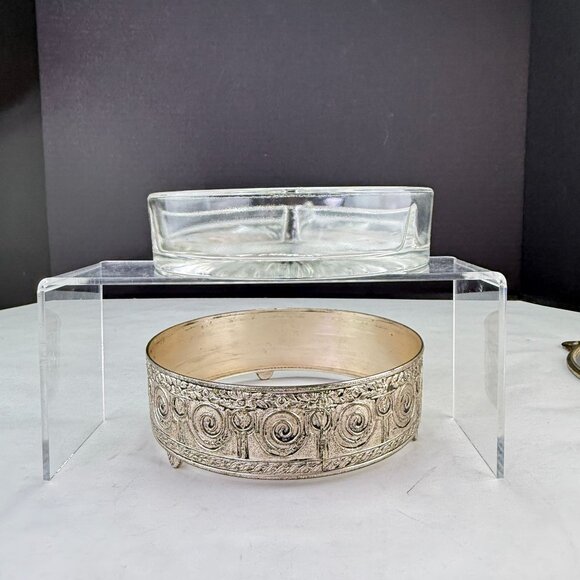 Vintage PNCW Silverplate Covered Divided Glass Relish Tray - Picture 7 of 14